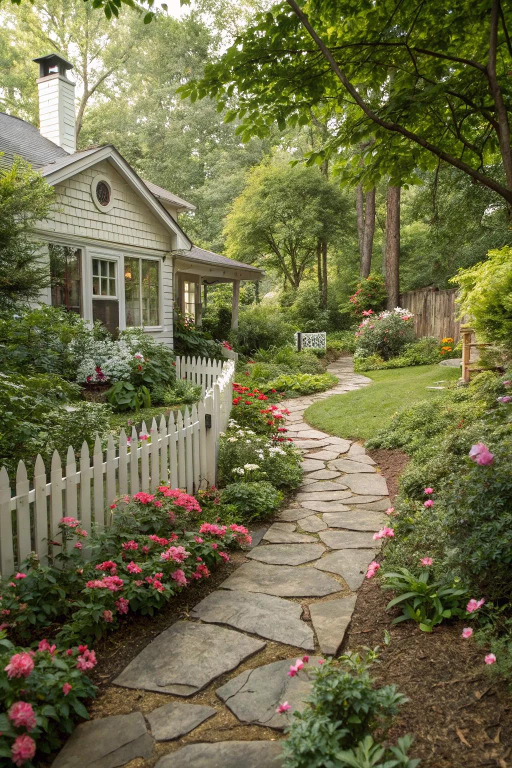 Pathways guide traffic and add visual interest.