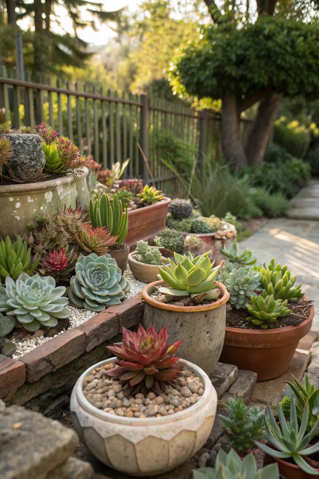 Succulents adding texture and interest to the landscape.