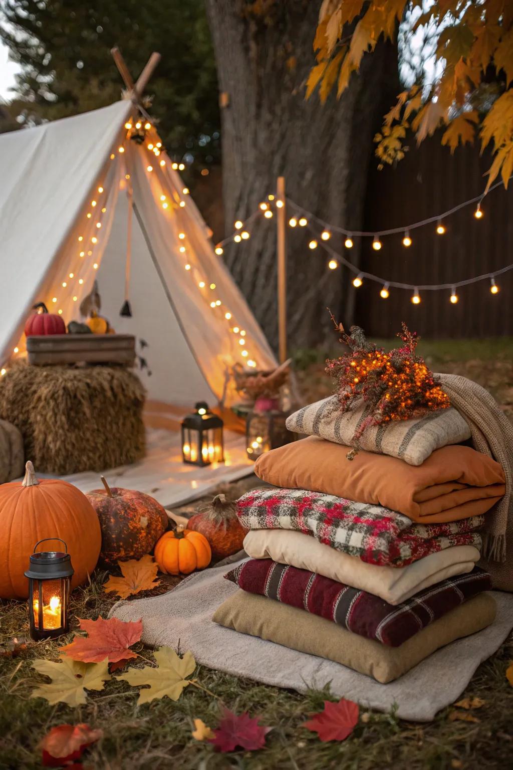 Embrace the seasons with themed glamping setups.