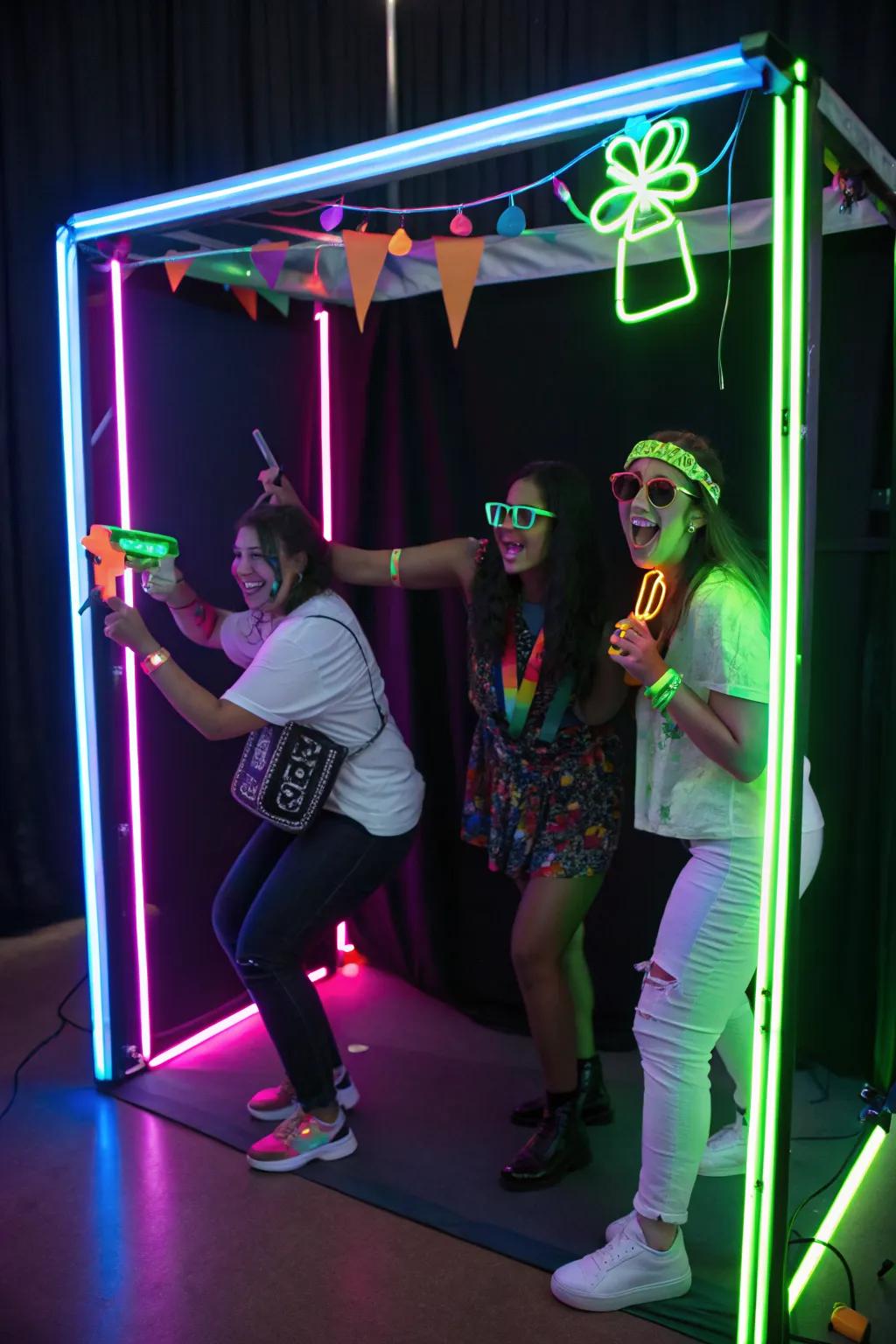 Glow paint photo booths capture vibrant party memories.