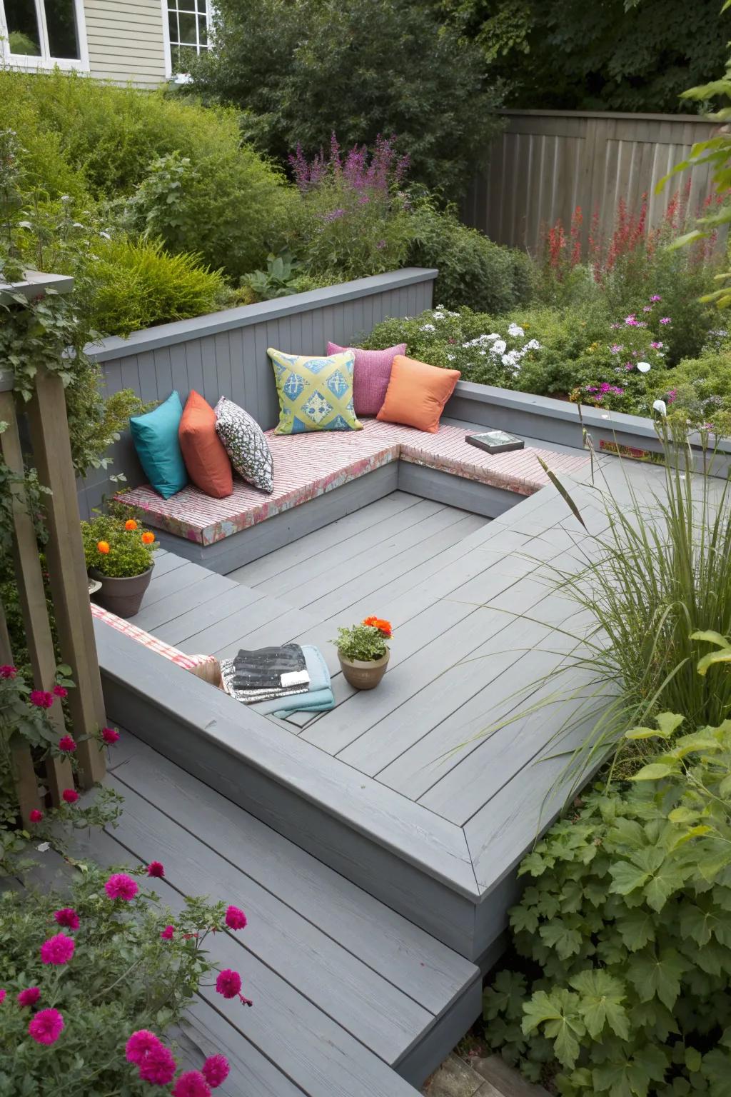Enjoy a unique gathering space with a sunken seating area.