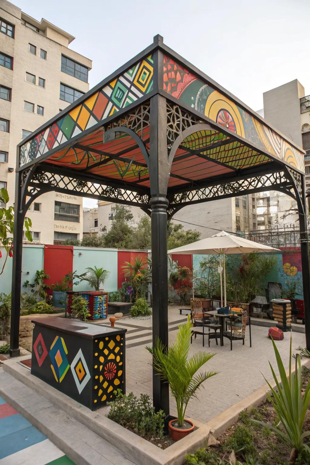 Make a statement with an artistic canopy design.