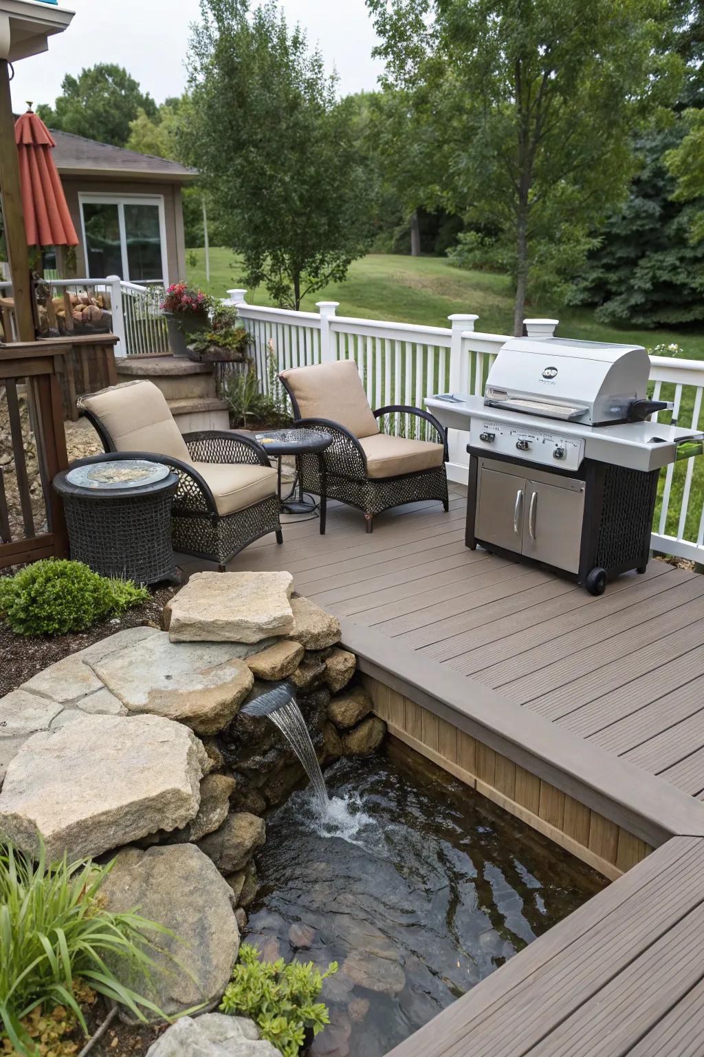 Enhance tranquility with the gentle sounds of a water feature.