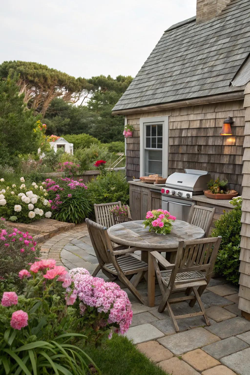 Cottage shingles add a classic and charming touch to your grill area.