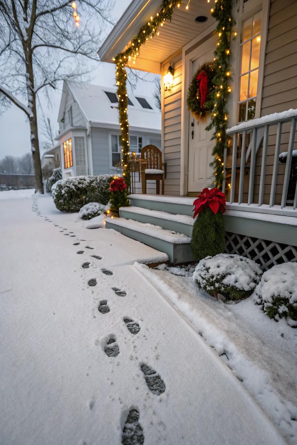 Grinch footprints add a whimsical and mischievous touch.