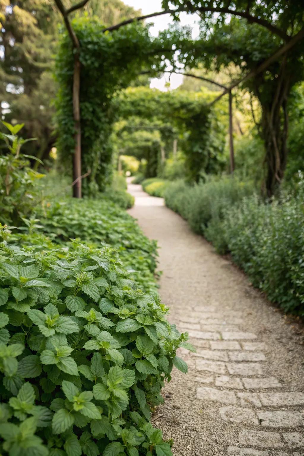 Corsican mint adds fragrance and greenery to garden paths.