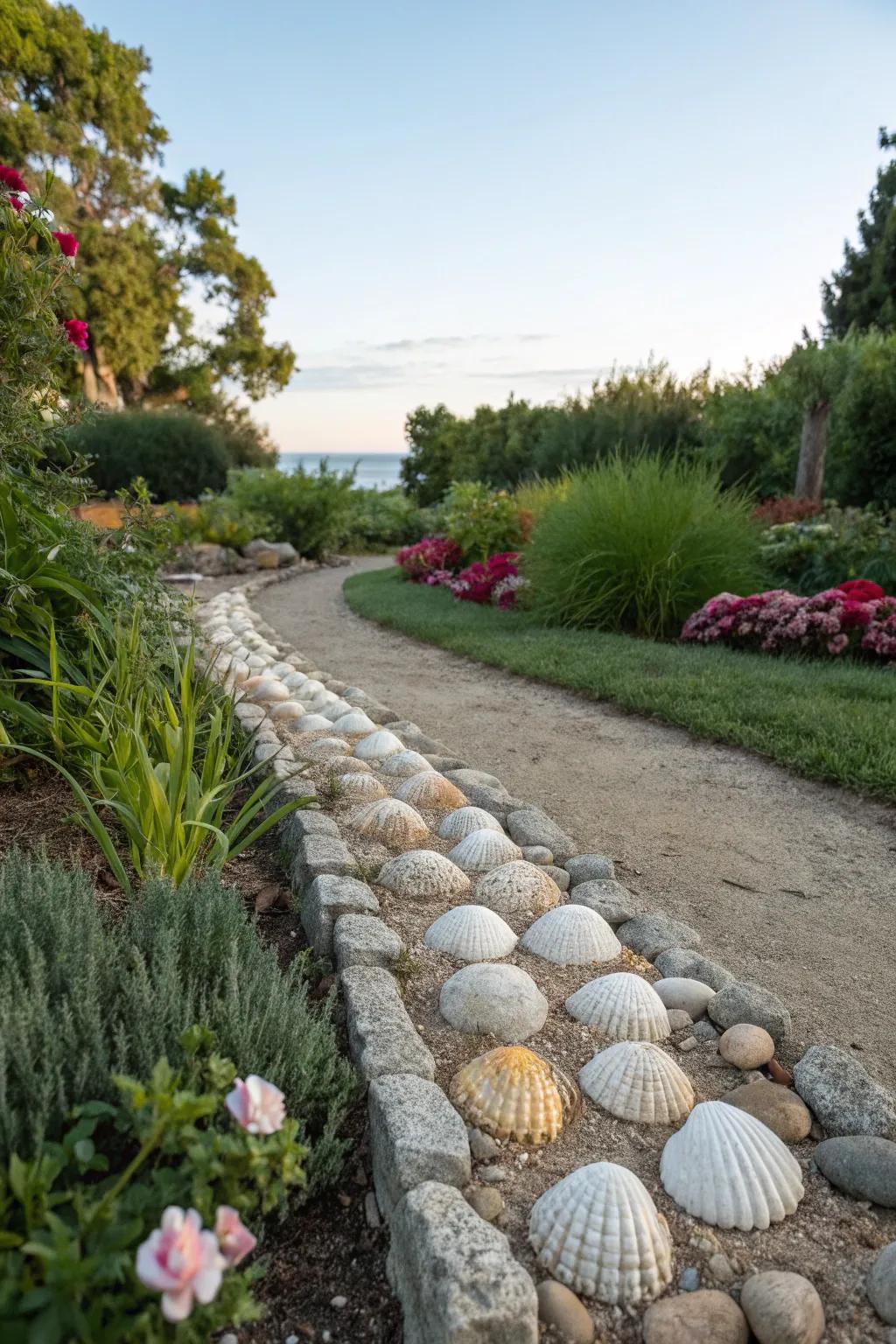 Seashells bring coastal vibes to splash blocks.