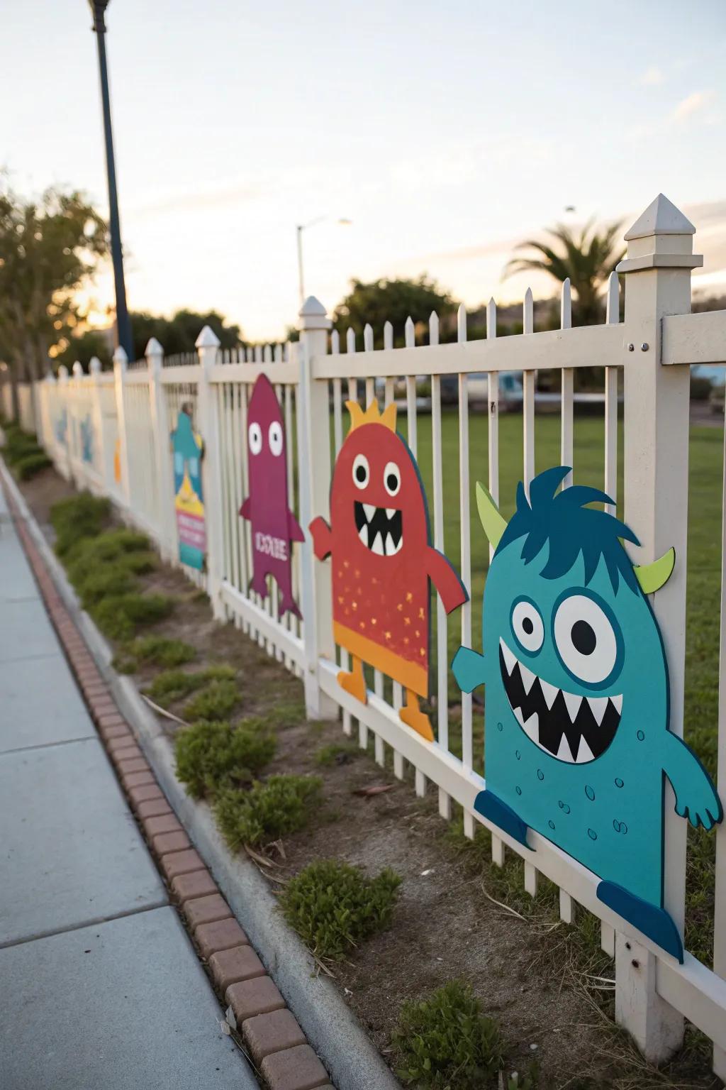 Monster cutouts bring your fence to life with a fun, spooky twist.