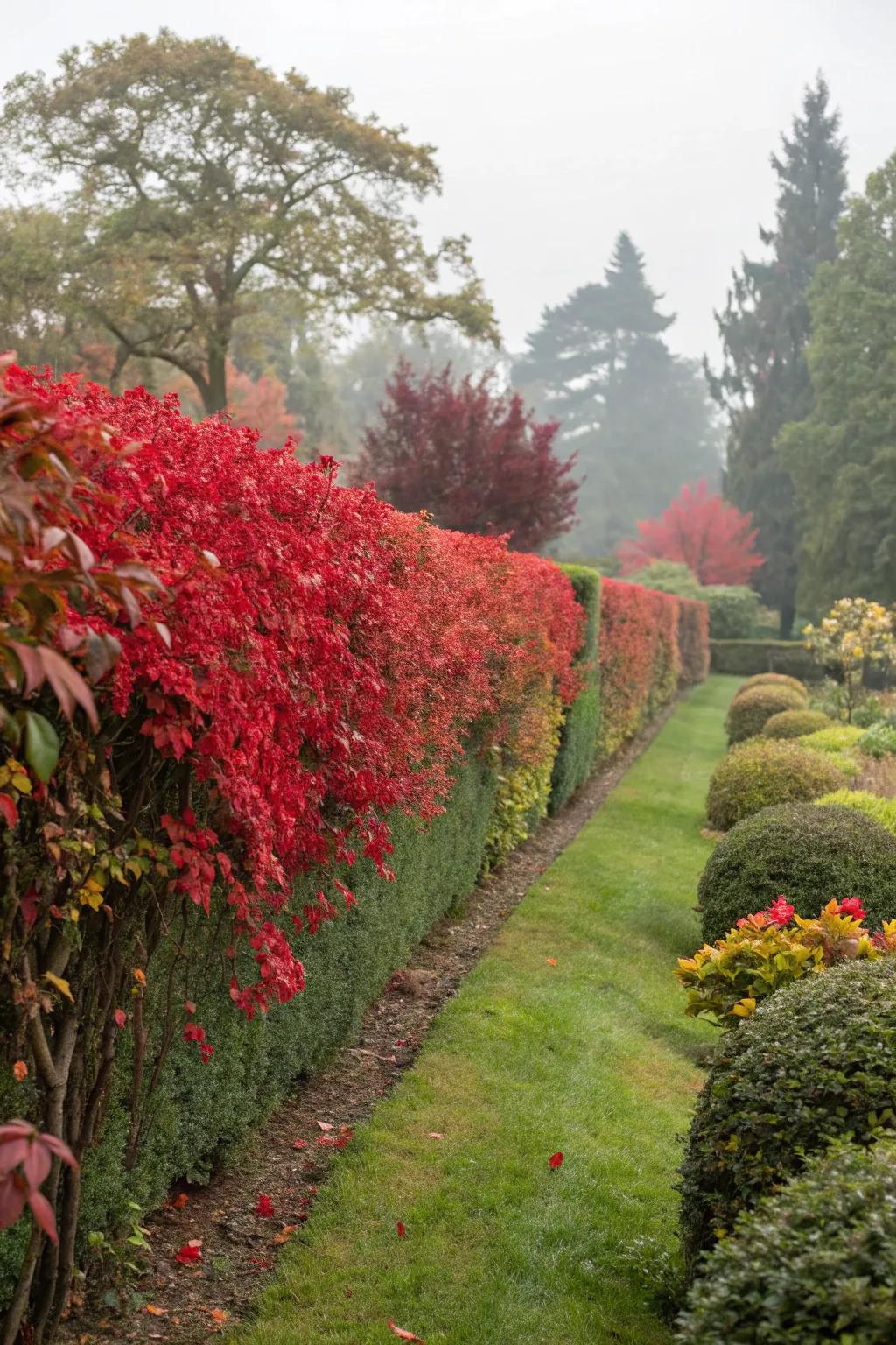 A hedge featuring striking, vibrant foliage.