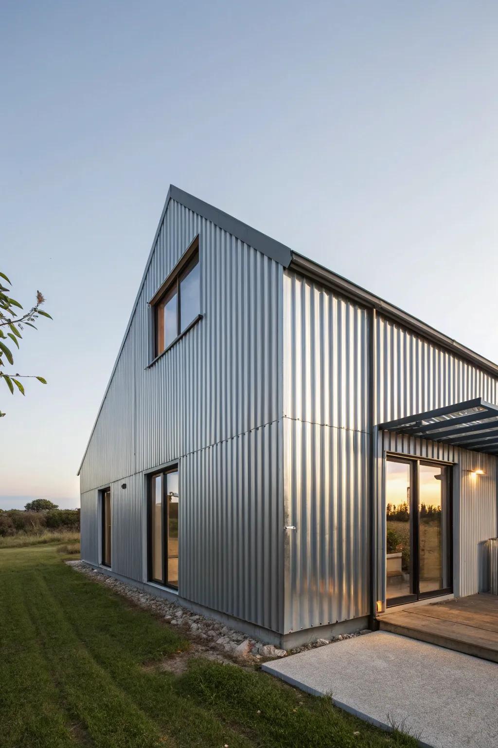 Corrugated metal cladding adds an edgy, industrial feel.