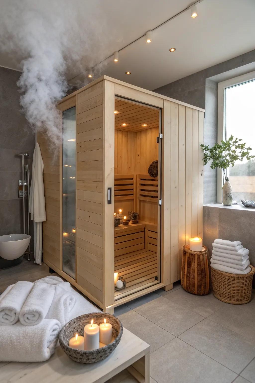 A sauna offers a luxurious, health-boosting retreat.