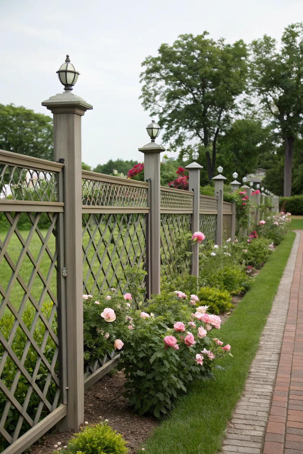 Lattice accents add creative flair to this horizontal fence.