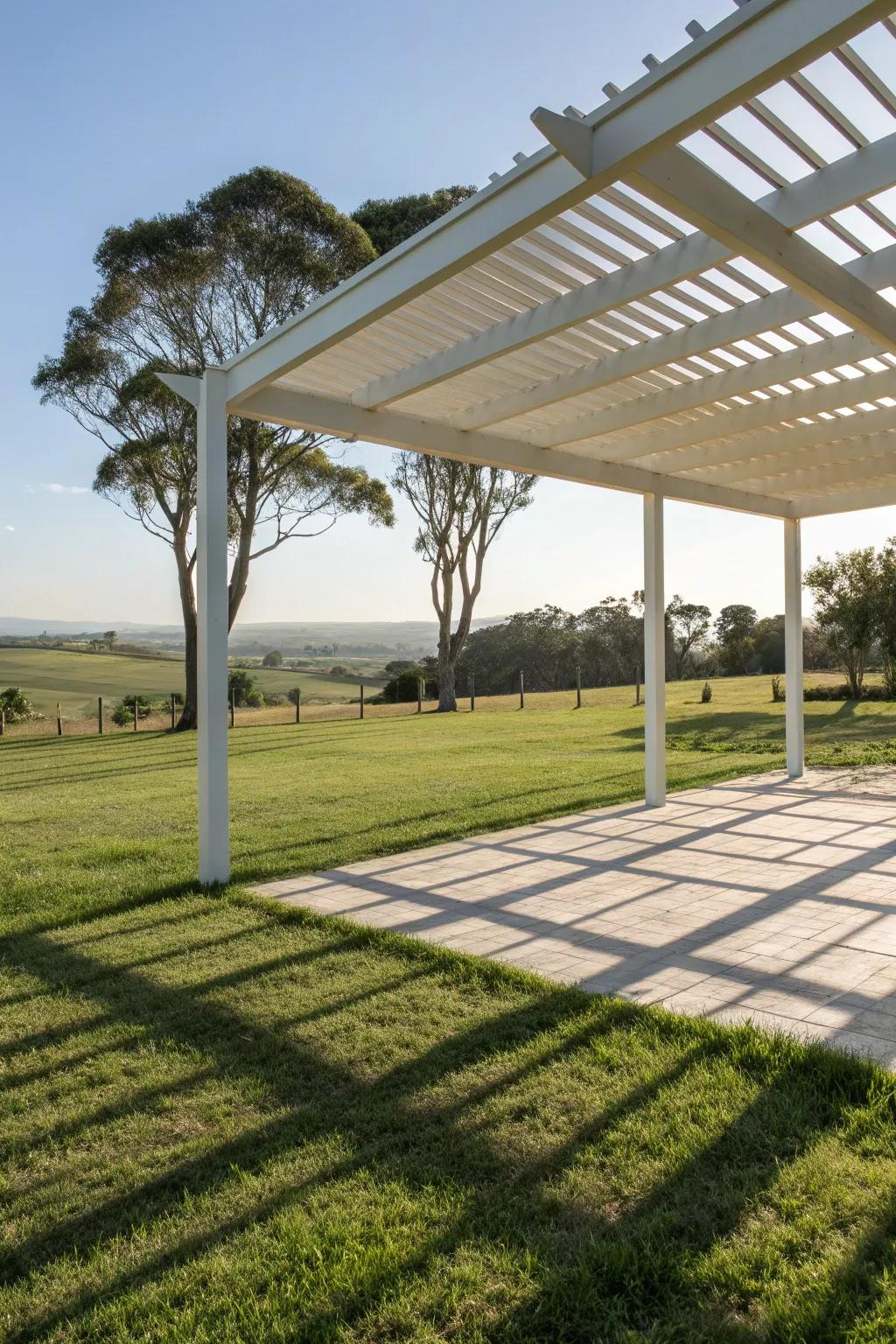 Modern geometric structure providing stylish shade.