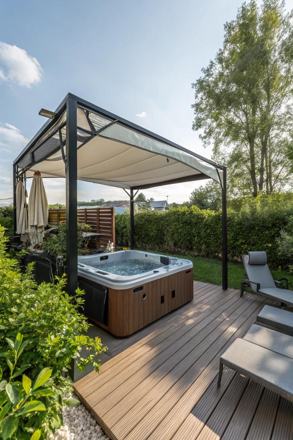 A retractable canopy provides flexibility for all-weather enjoyment.