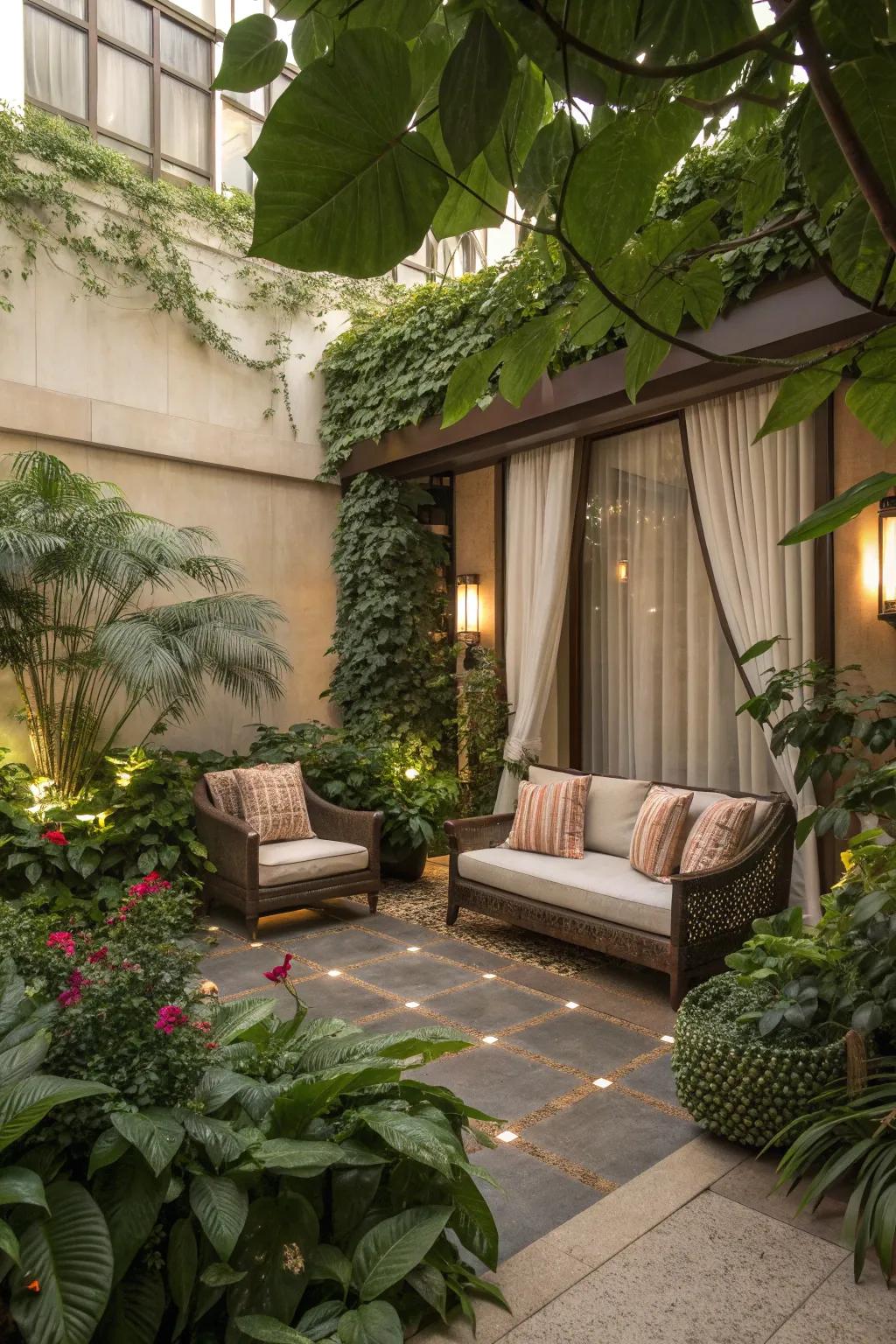 Private garden nooks offer tranquil escape.