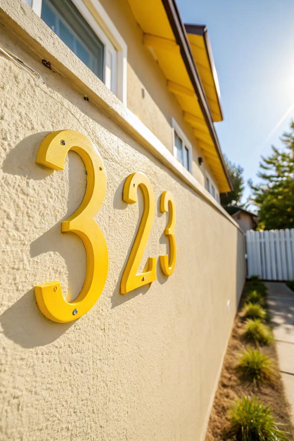 Bright colors add a lively and welcoming touch to house numbers.