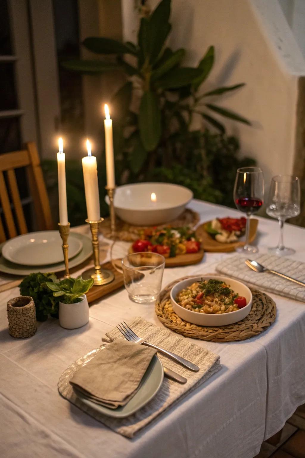 Savor a peaceful, candlelit dinner after your spa day.