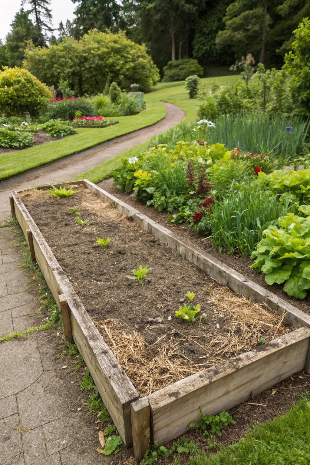 Seaweed enriching the garden bed with minerals.