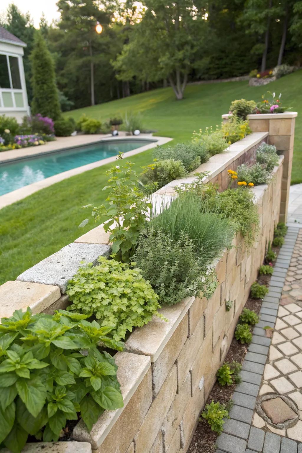 Enjoy the scent and utility of a herb garden wall.
