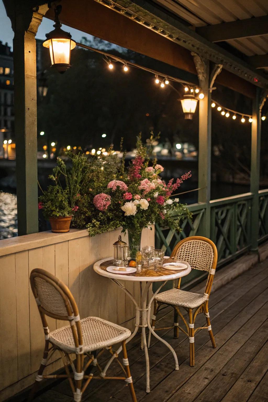 Savor intimate meals in a charming under deck bistro setup.