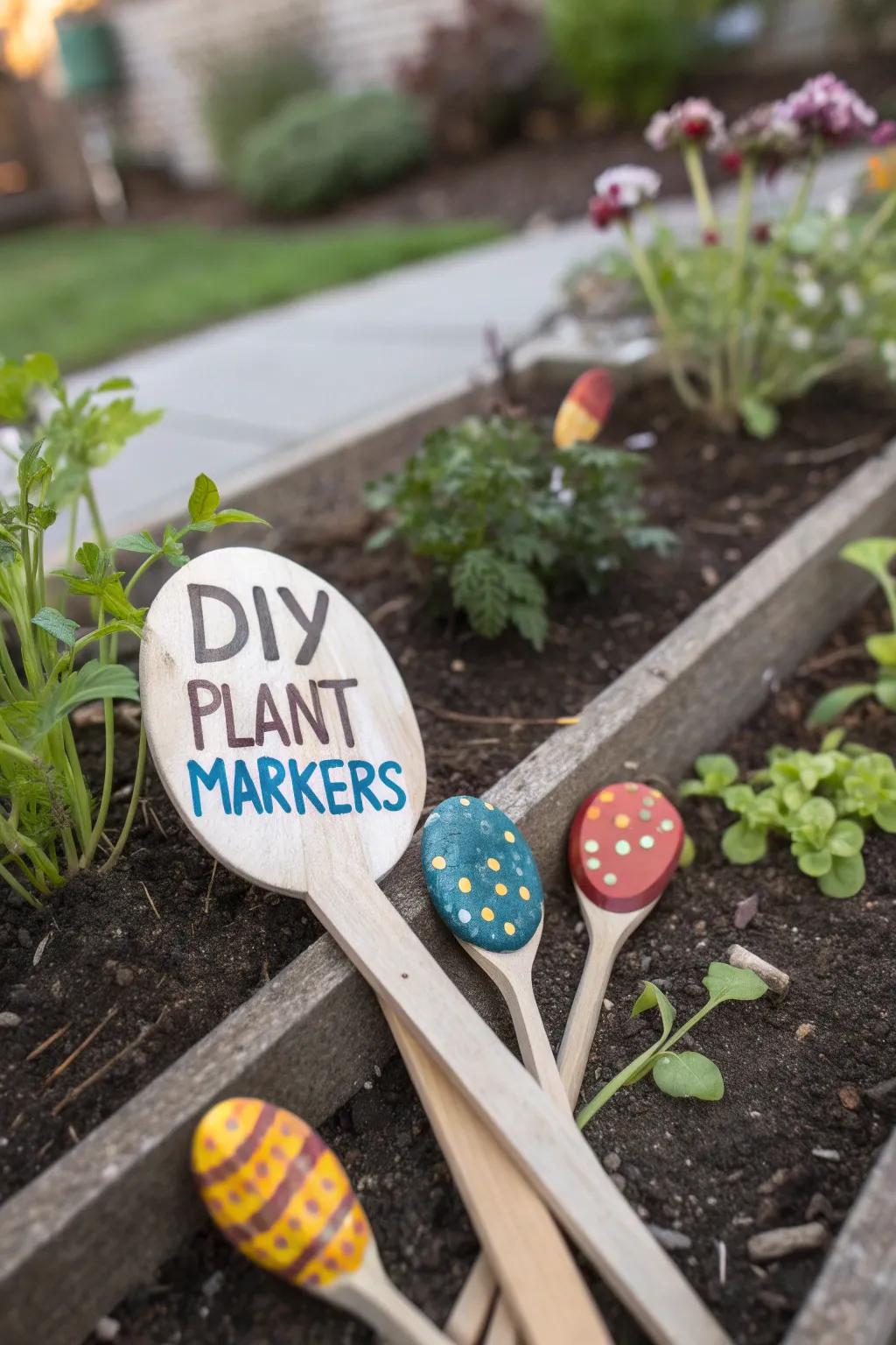 Personalized plant markers for a charming garden.