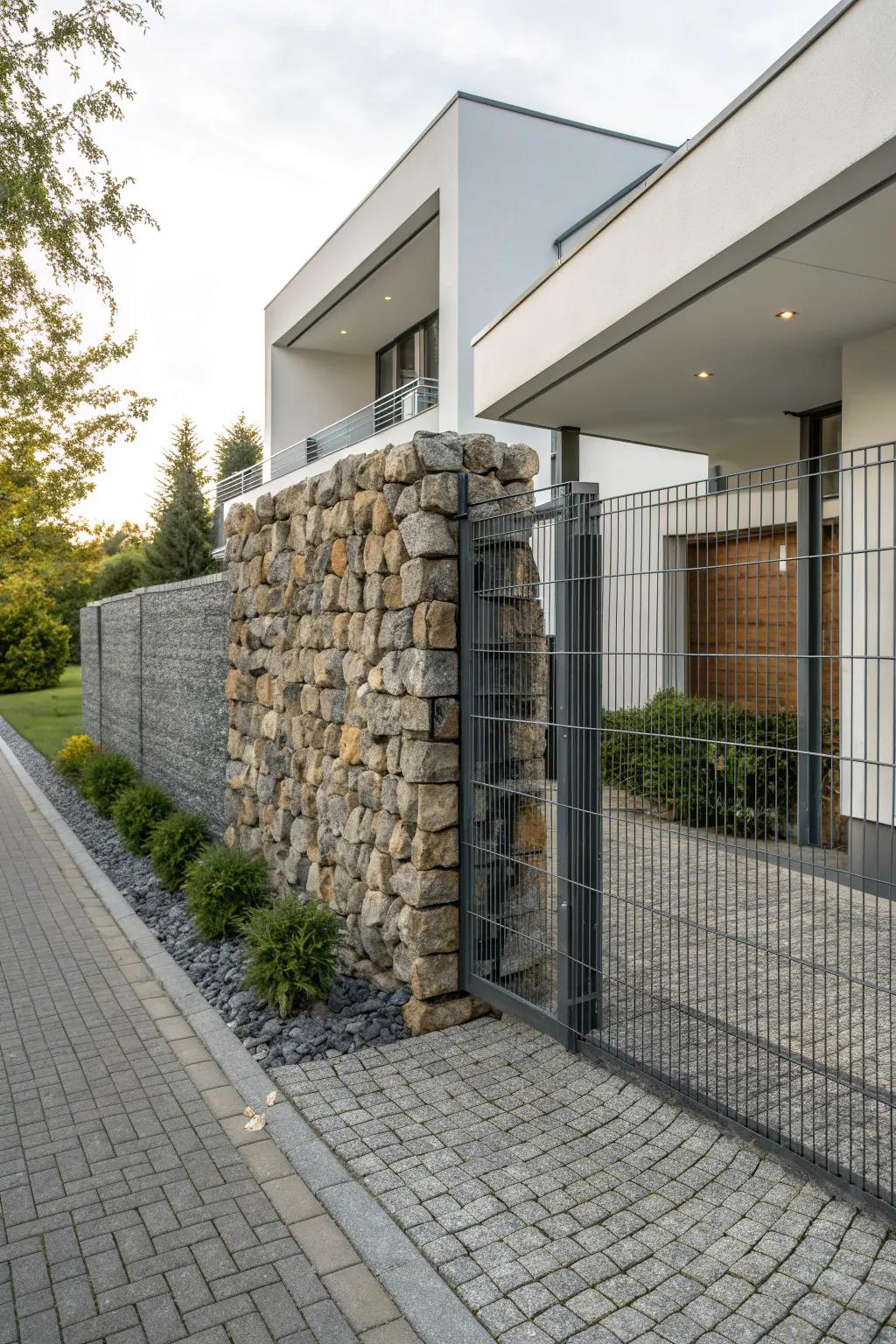 Striking and unique: the gabion wall gate.