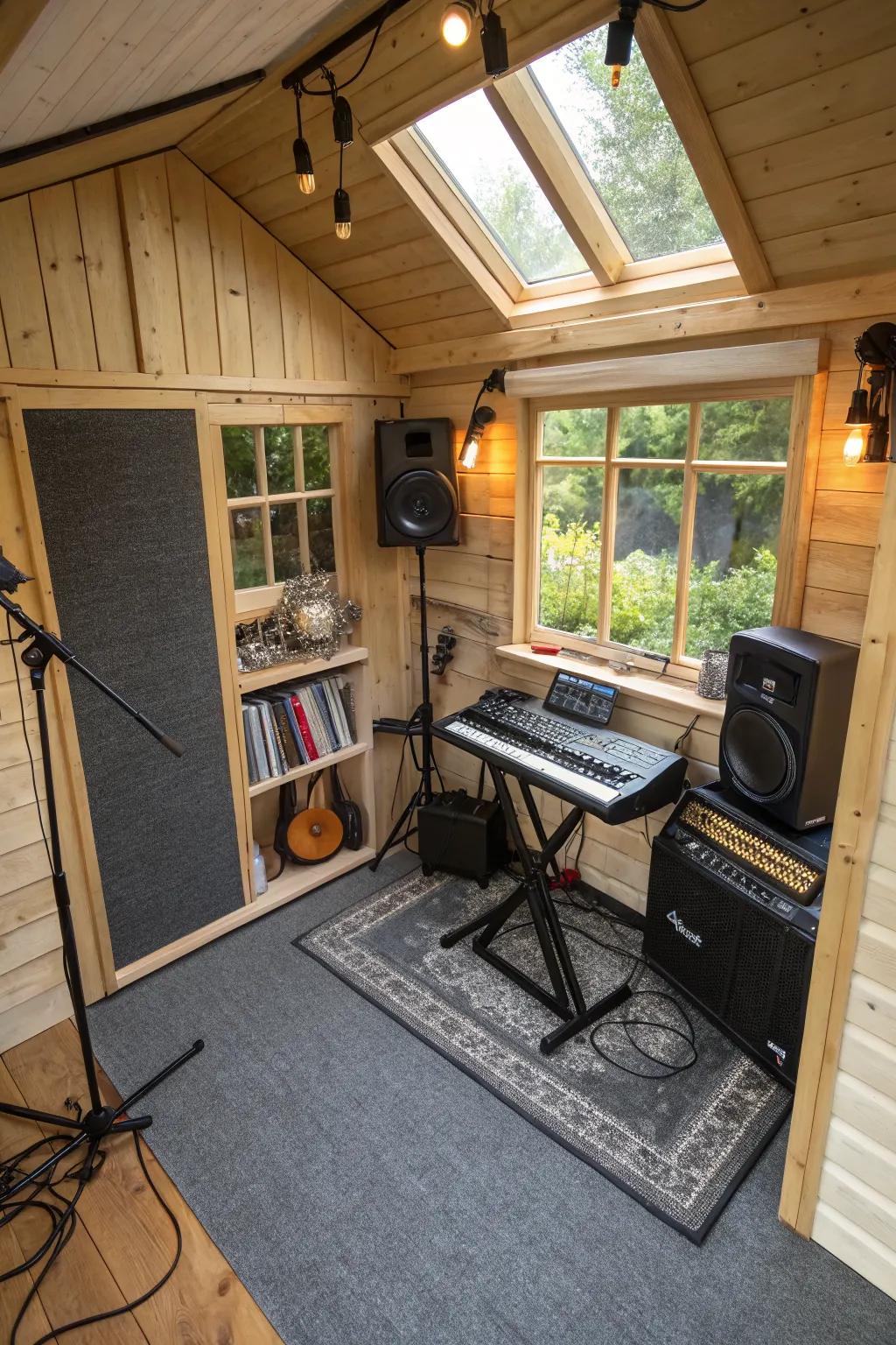 Create your own music studio inside the cozy confines of your garden shed.
