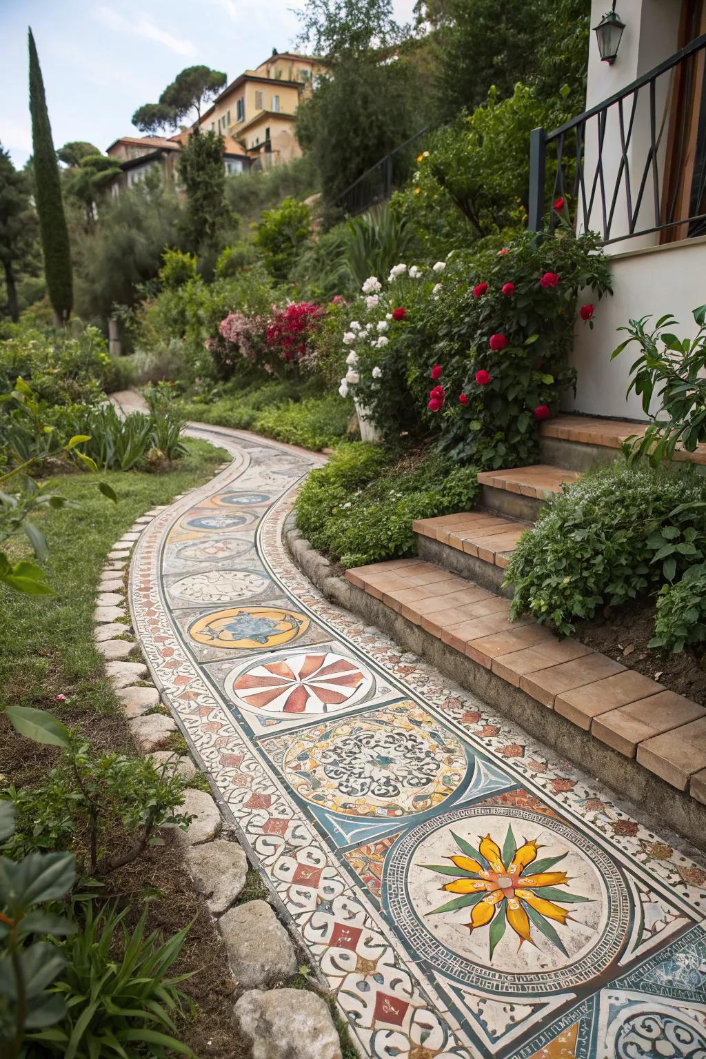 Mosaic tiles add color and artistic flair to your garden.