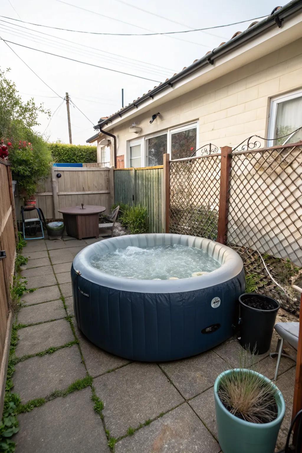 A convenient inflatable jacuzzi perfect for small spaces