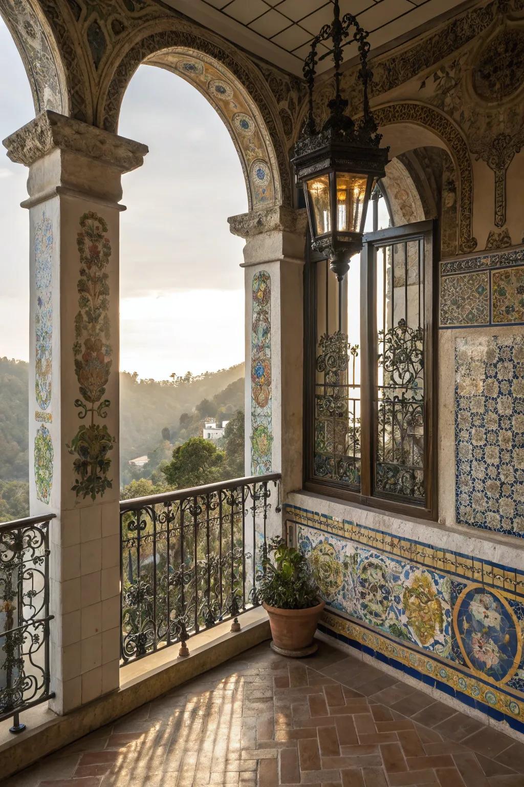 A Juliet balcony with a splash of artistic flair.