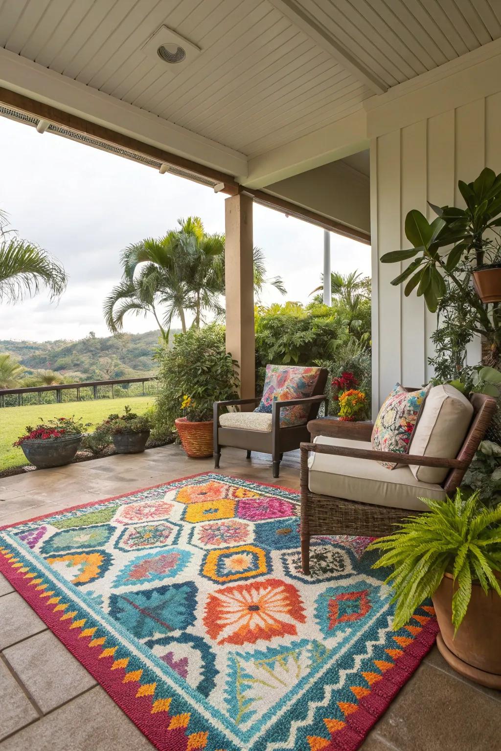 Rugs add comfort and style to your lanai.