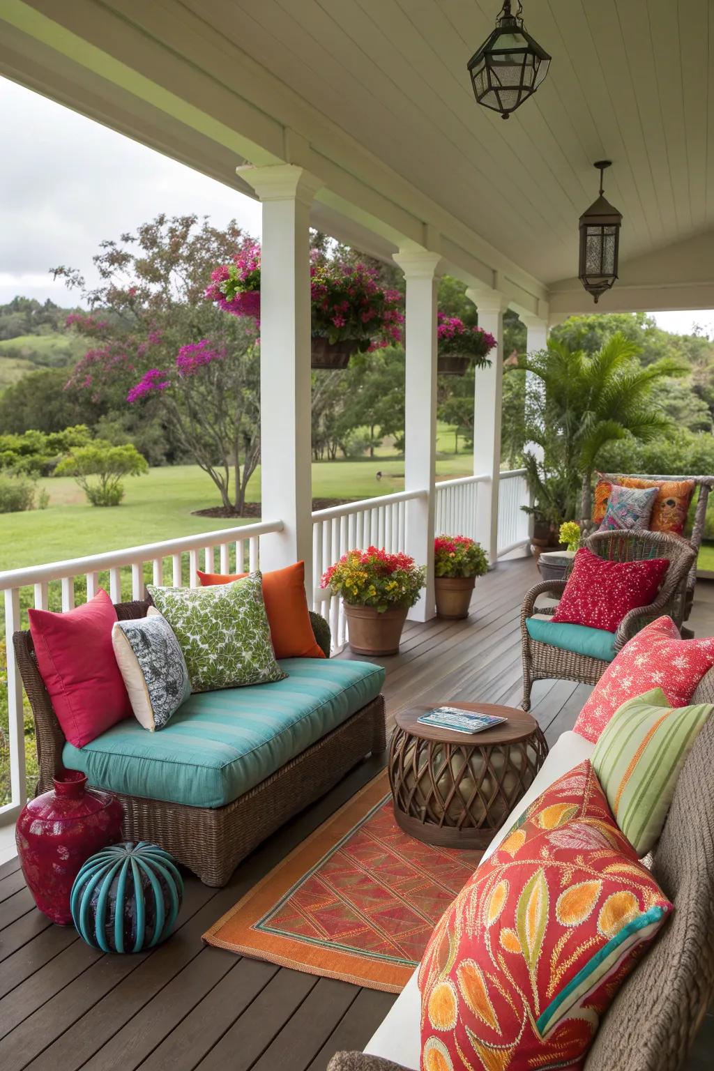 A pop of color brings energy and joy to your lanai.