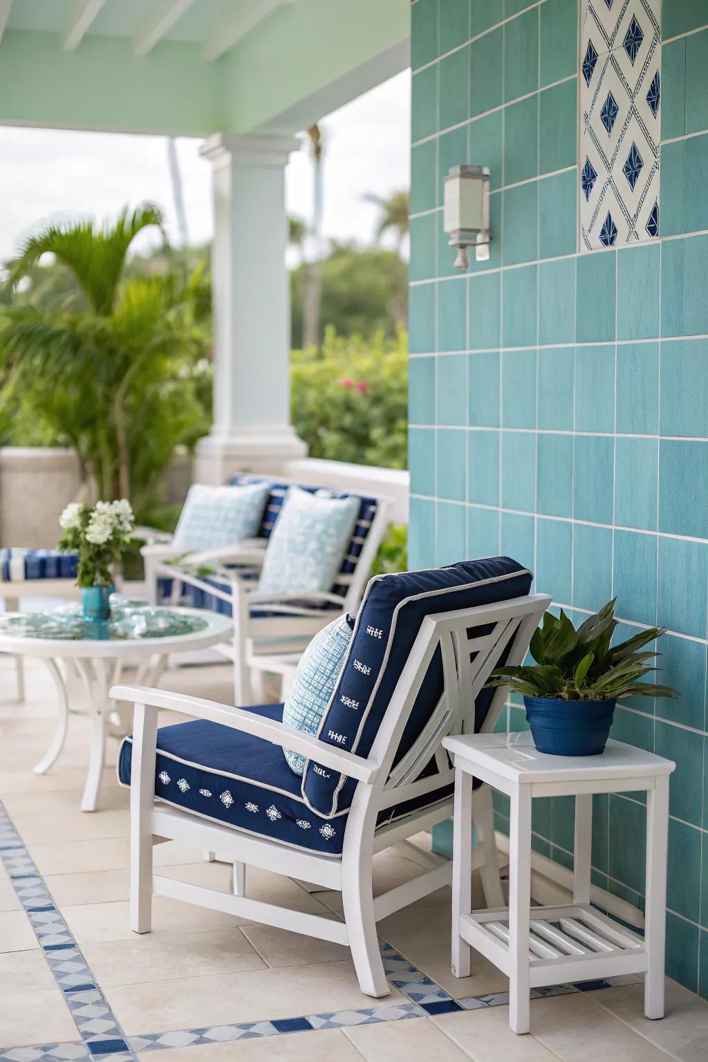Bring coastal cool to your lanai with refreshing blue hues.