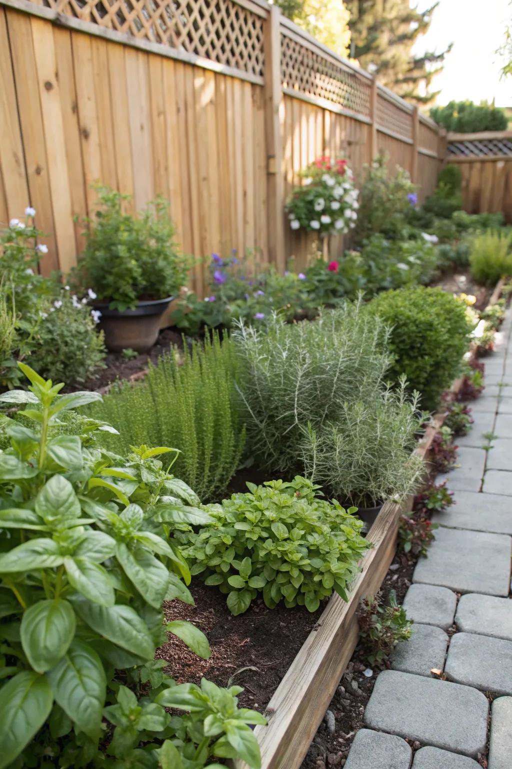 Herbs provide aroma and visual interest.