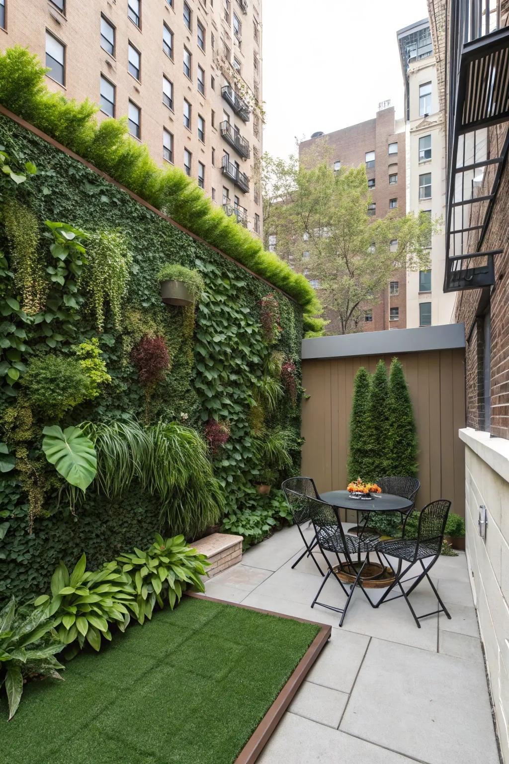 Effortless greenery with a stylish faux plant wall.