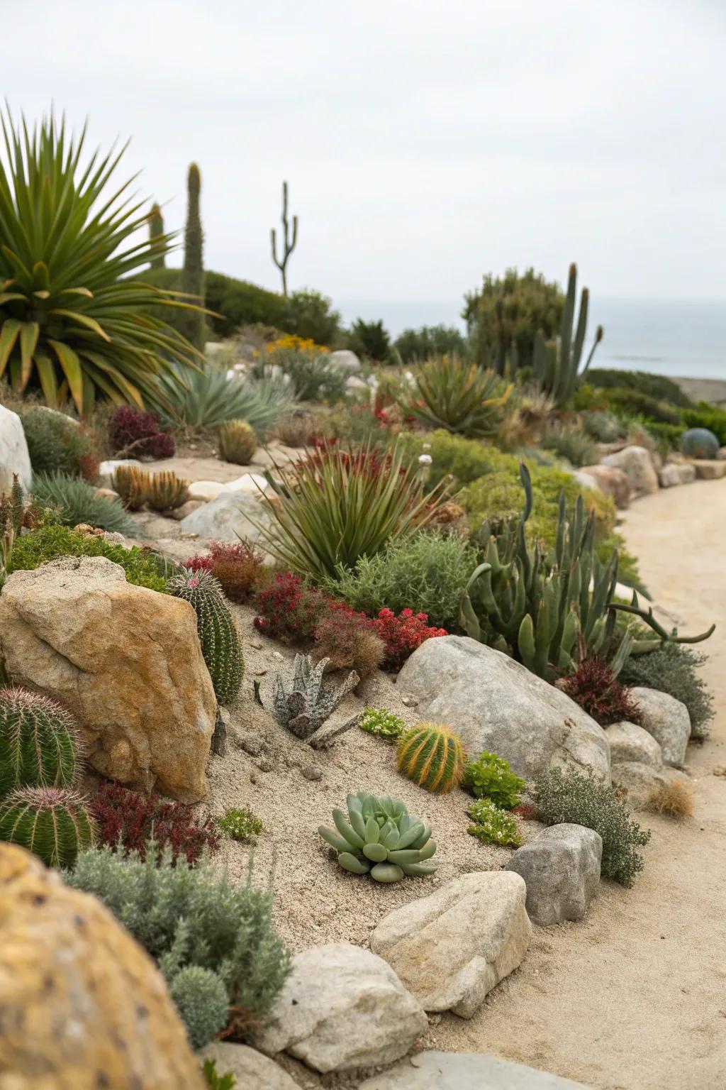 Rock gardens offer a striking, low-maintenance landscape option.