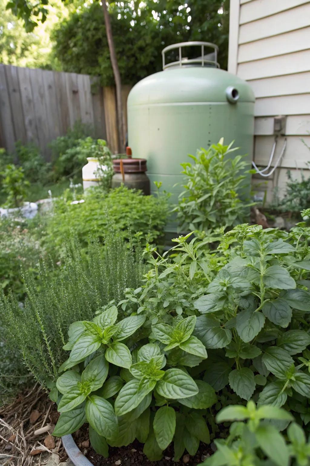 An herb garden adds fragrance and function while hiding your propane tank.