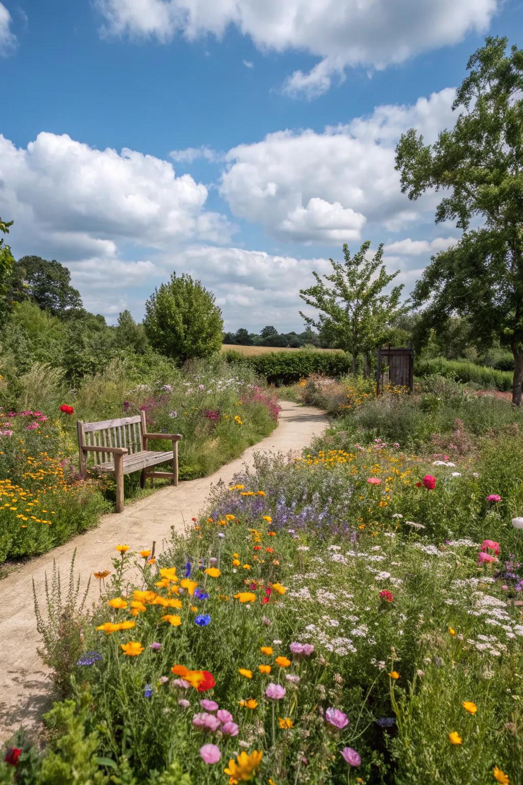Wildflower meadows provide a natural, colorful, and eco-friendly garden option.