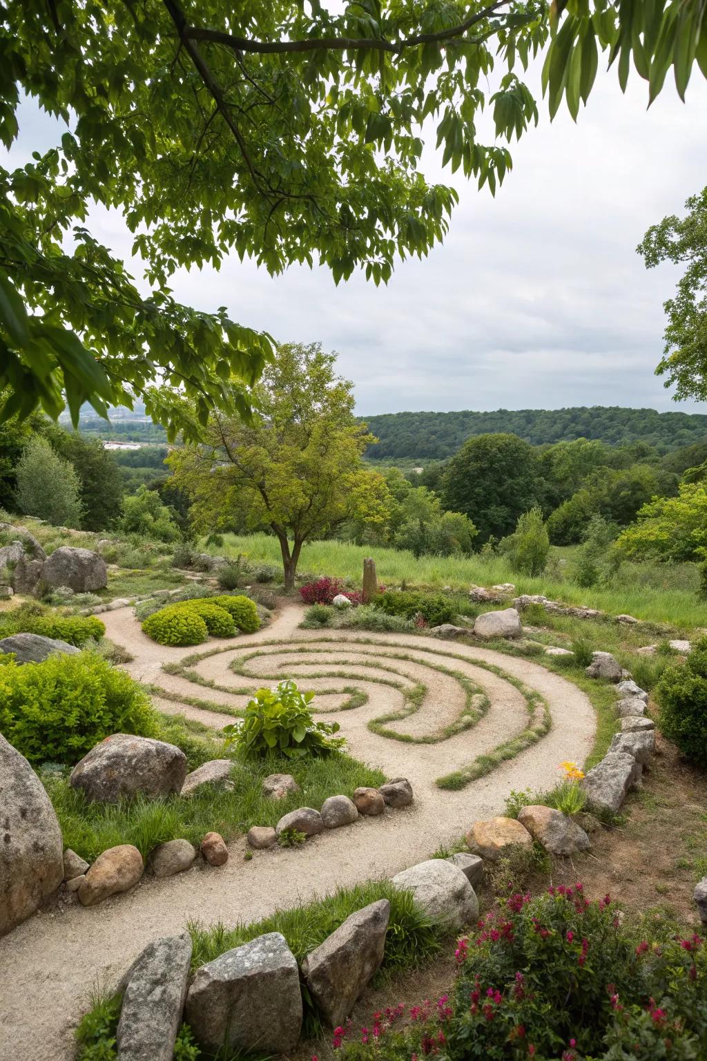 A playful rock maze offering garden adventure