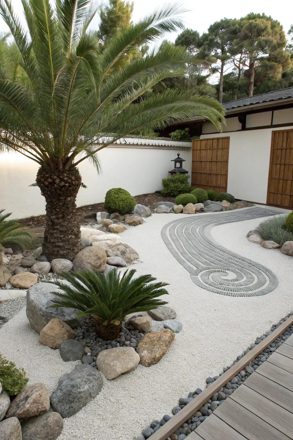Enhance tranquility in your Zen garden with the serene sago palm.