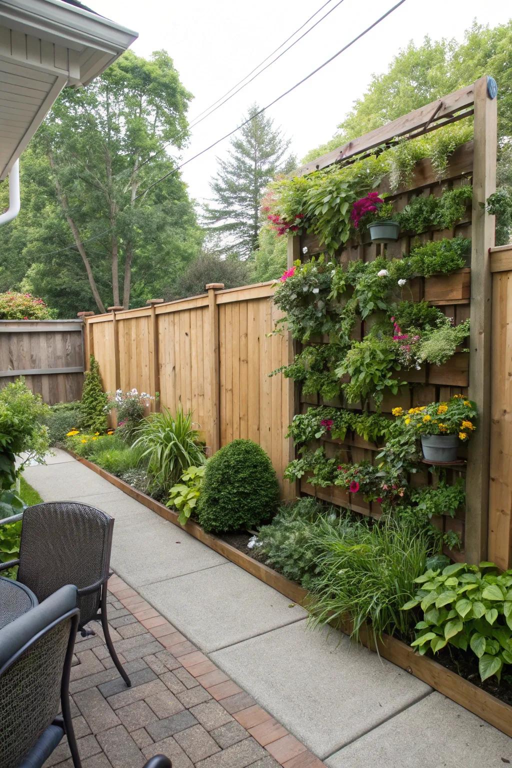 Vertical gardens maximize space and add lush greenery.