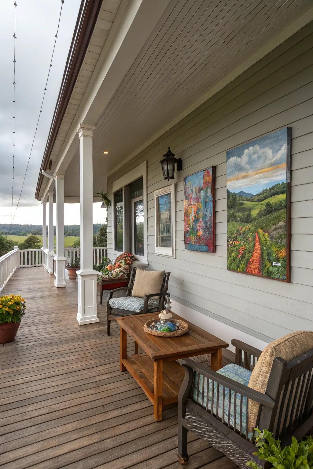 Outdoor art enhances your porch's personality.