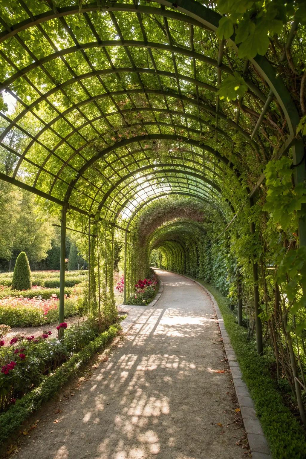 A lattice tunnel offering a secret garden vibe.