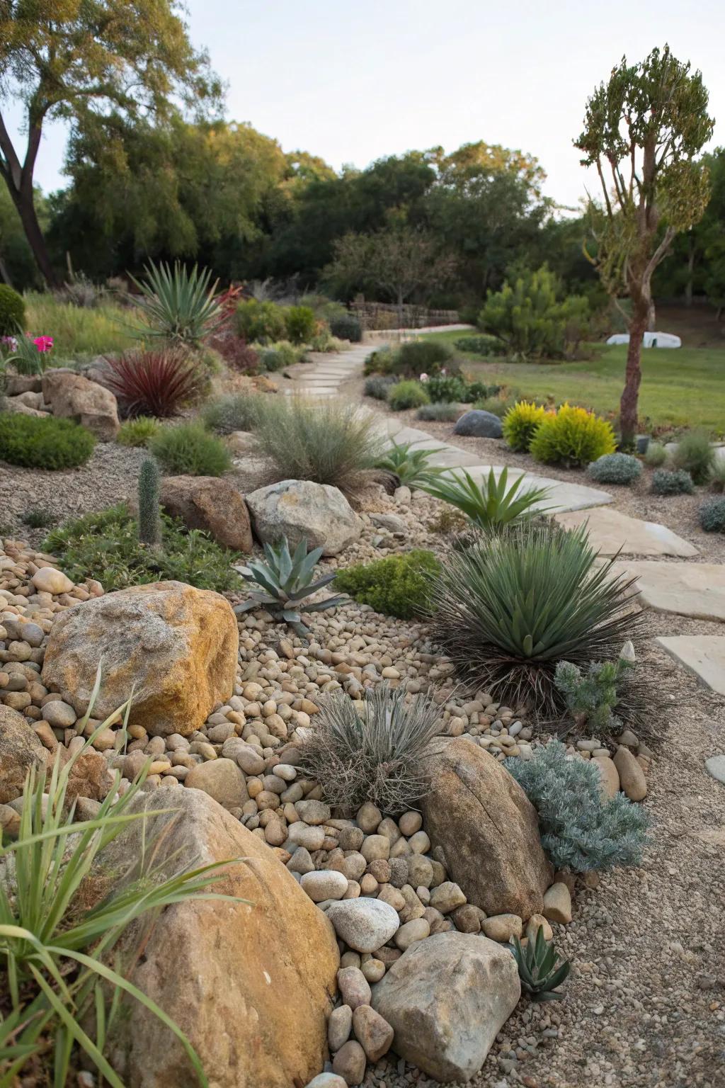 Add texture with a low-maintenance rock garden.