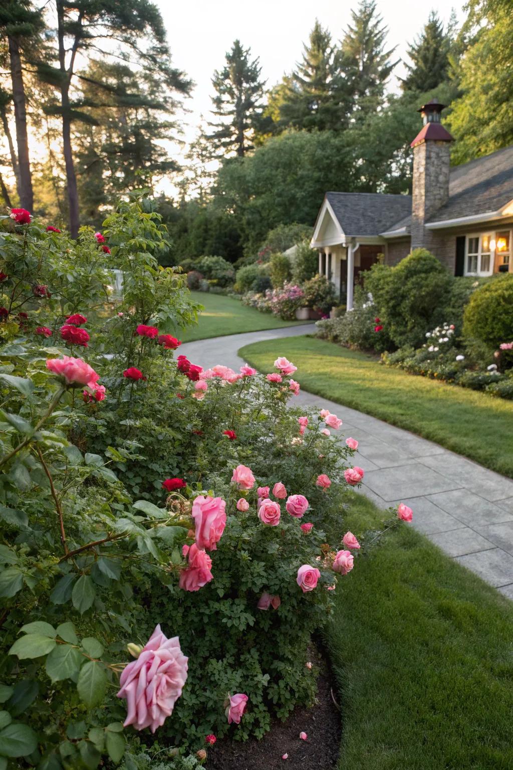 Shrub roses offer ongoing blooms with minimal care.
