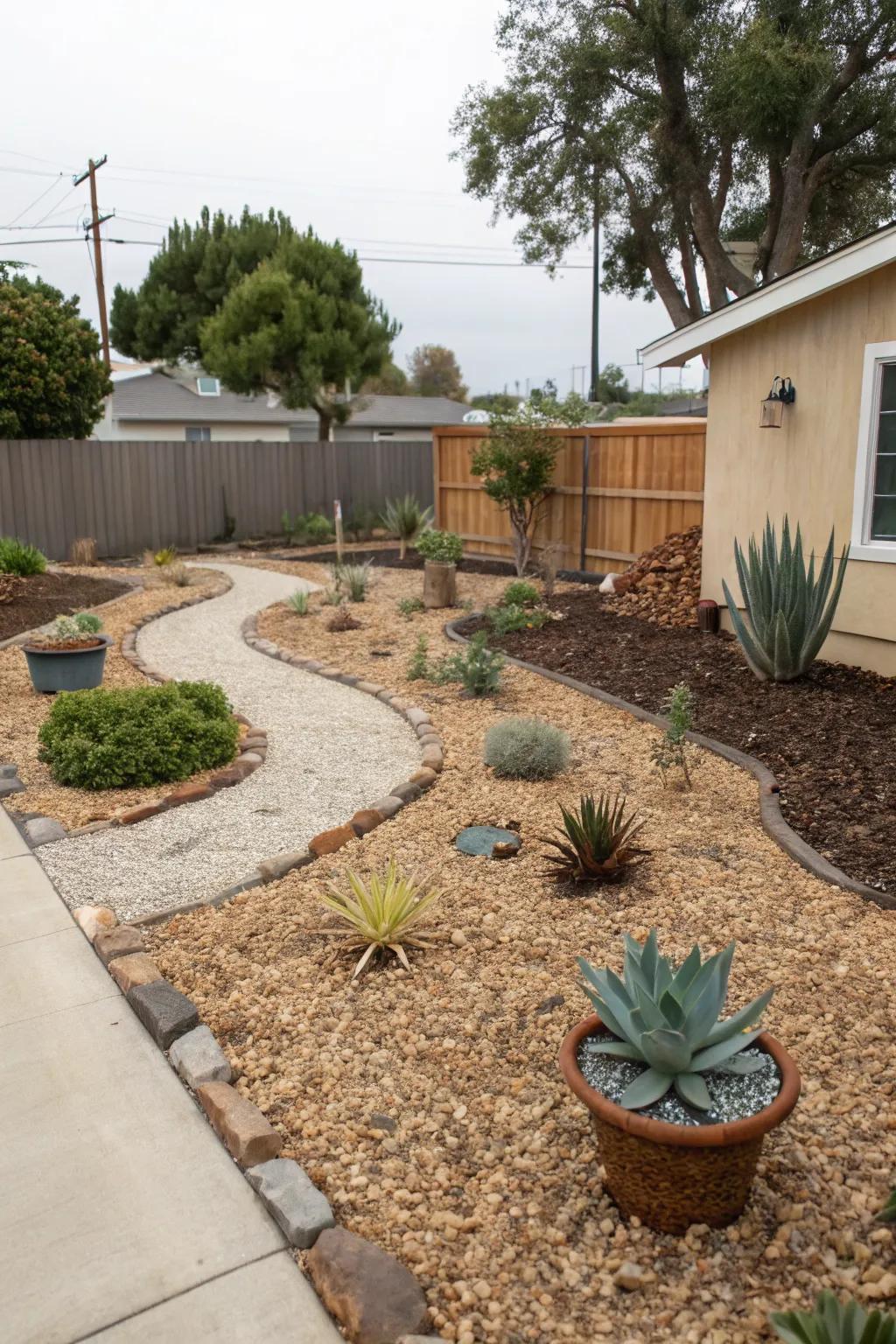 Pathways and mulch add structure and ease maintenance.