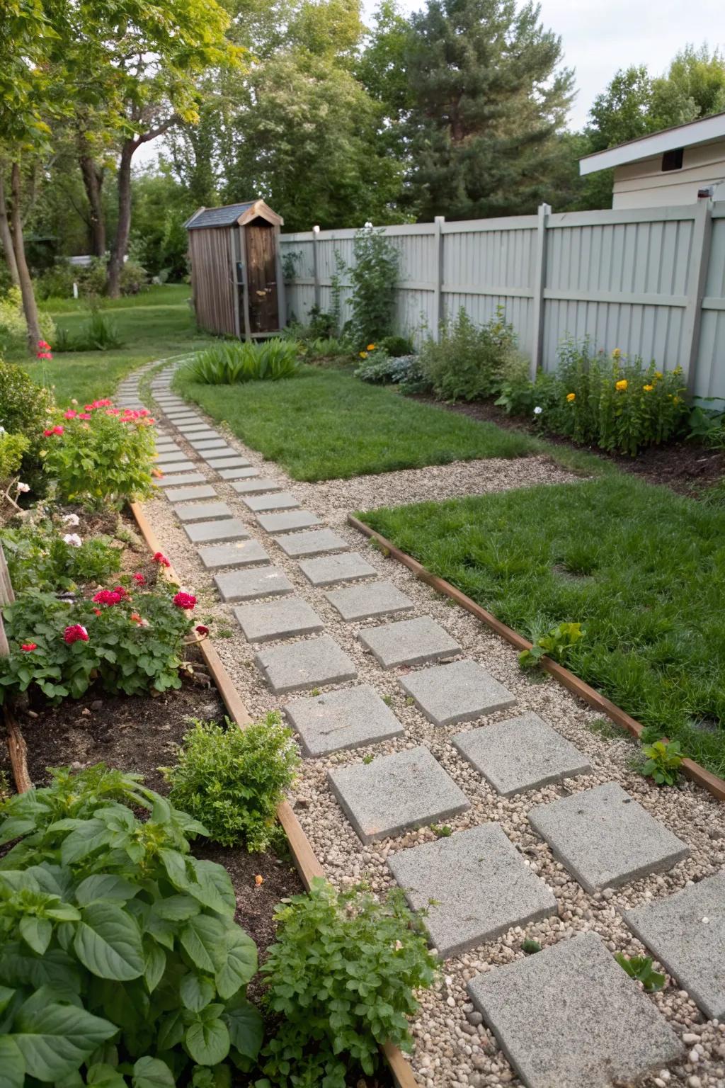 Geo grid paths offer stability and reduce erosion.