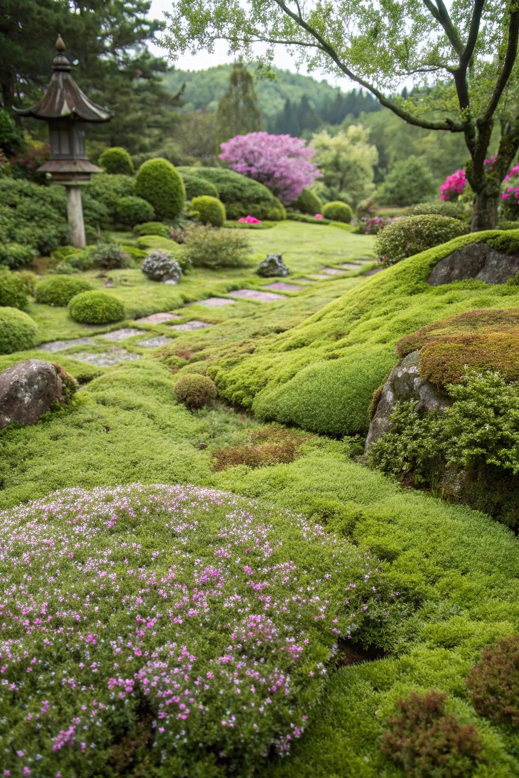 Ground covers offer a green carpet without the mowing.