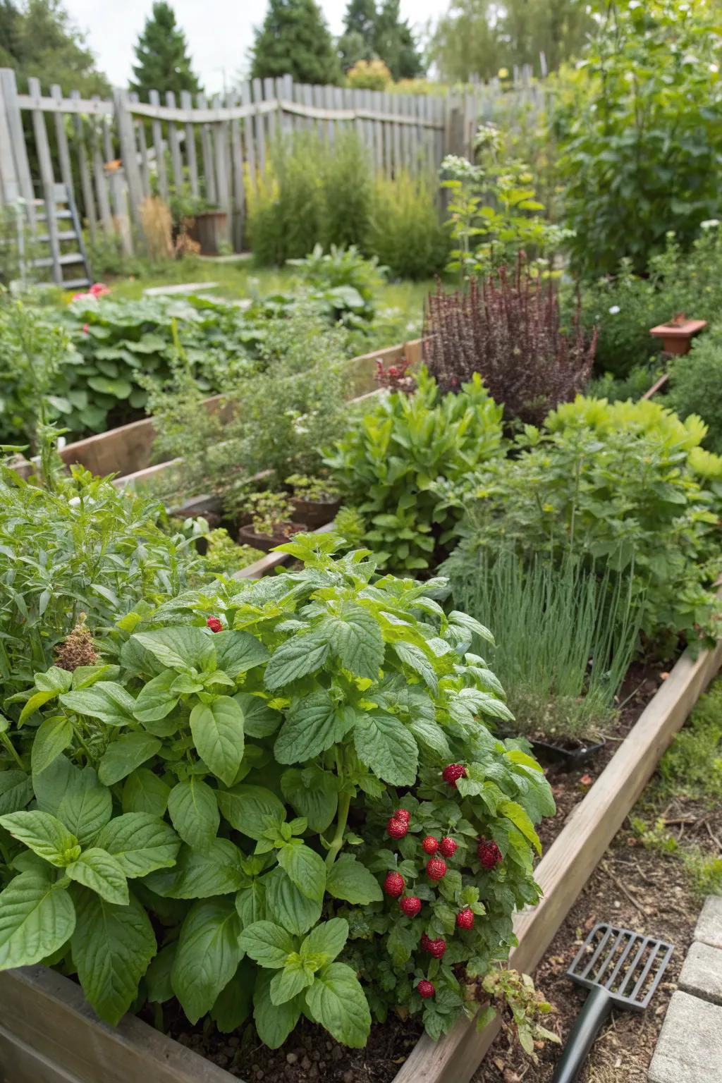 Edible landscaping offering fresh produce in a modern garden.