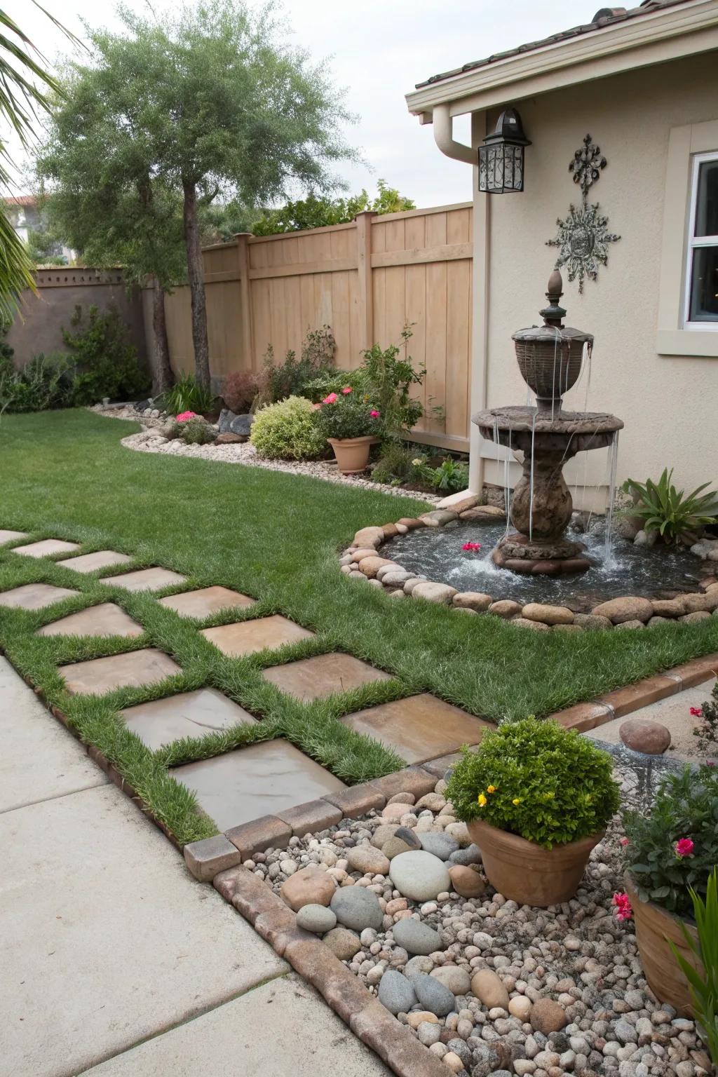 Hardscaping elements providing a stylish, low-maintenance solution.